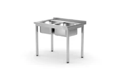 Tavolo lavello - 2 vasche - 100 x 70 x 85 cm | Hendi 812952