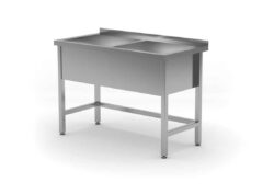 Tavolo lavello - a due vasche - 120 x 60 x 85 cm | Hendi 813485