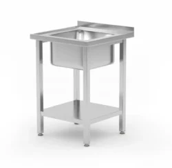 Tavolo lavello con vasca e ripiano - 60 x 60 x 85 cm - Budget Line | Hendi 816806