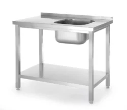 Tavolo lavello con vasca a sinistra e ripiano - Budget Line - 100 x 60 x 85 cm | Hendi 817025