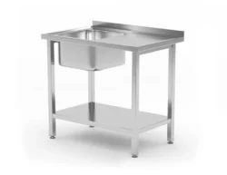 Tavolo lavello con vasca a sinistra e ripiano - Budget Line - 80 x 60 x 85 cm | Hendi 817001
