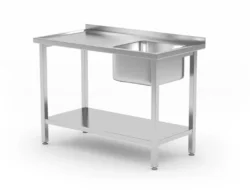 Tavolo lavello con vasca a destra e ripiano - Budget Line - 100 x 60 x 85 cm | Hendi 817018