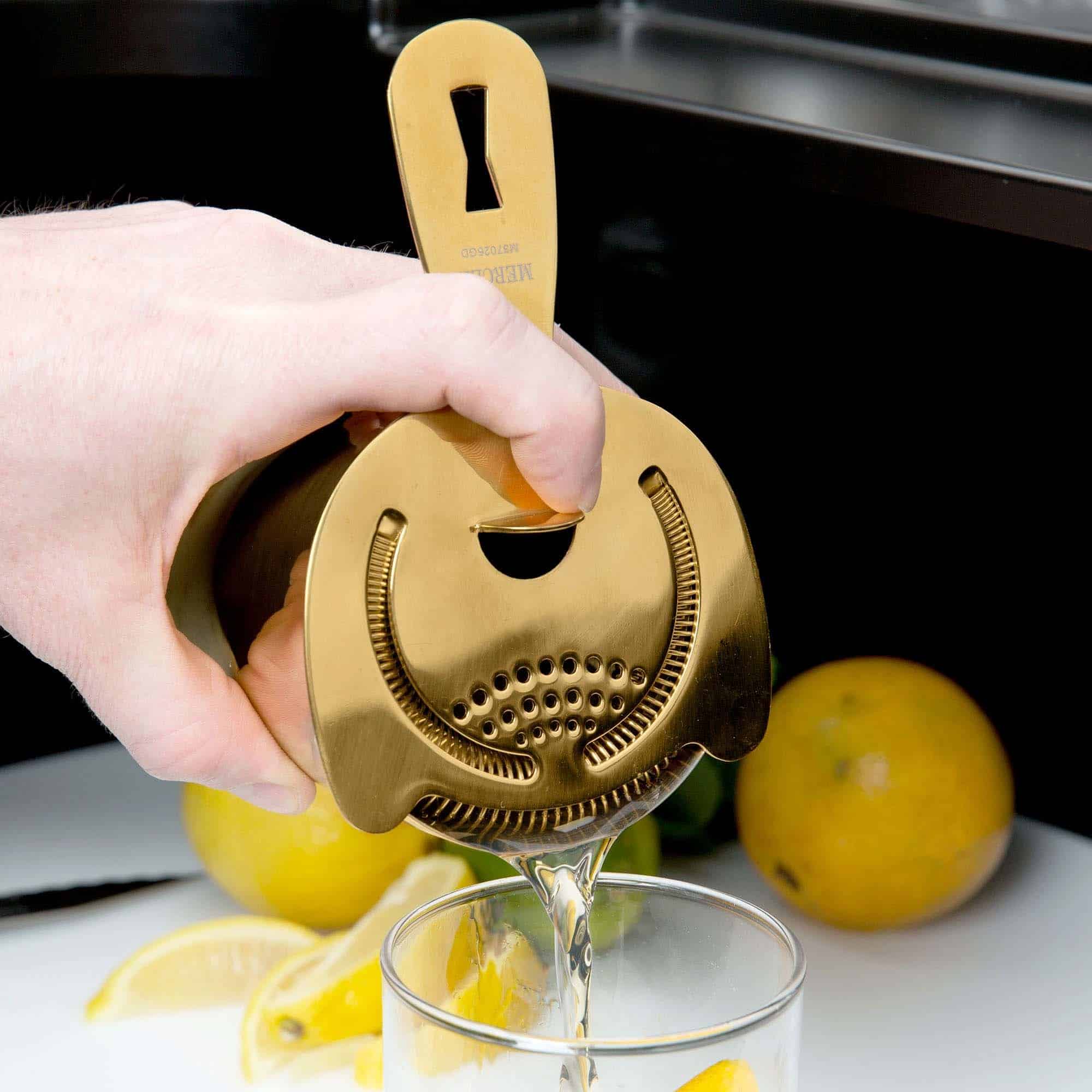 Colino da bar pesante con molla - placcato oro - 150 mm | BarFly