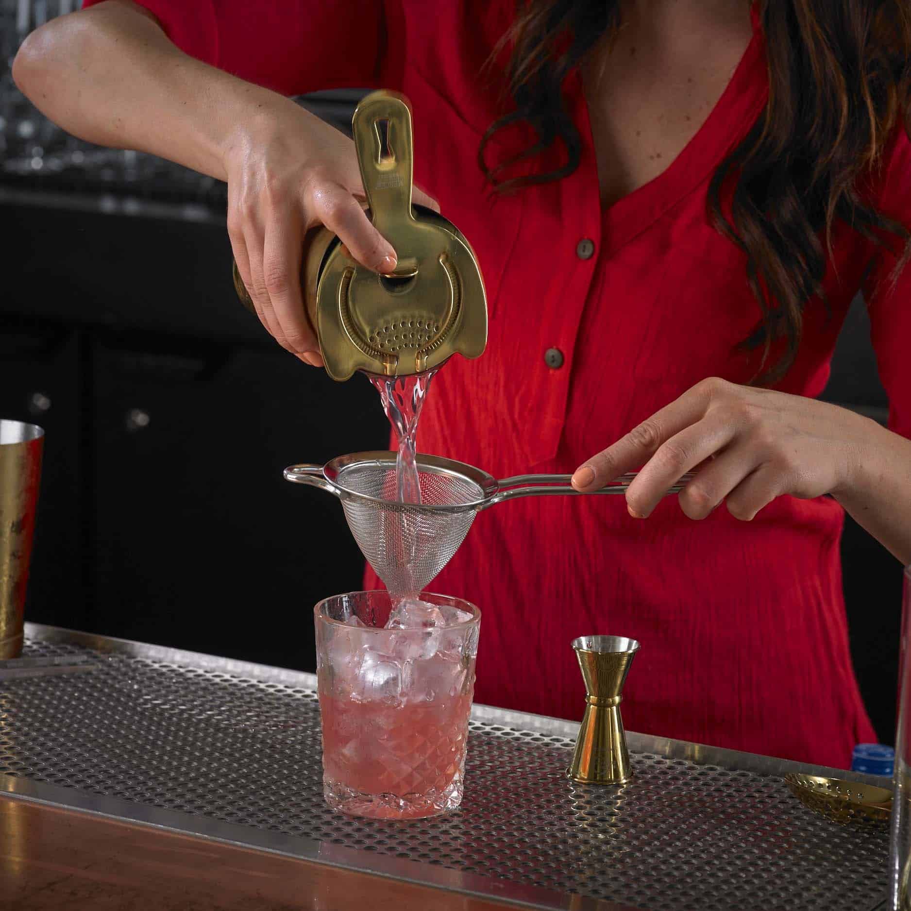Colino da bar pesante con molla - placcato oro - 150 mm | BarFly