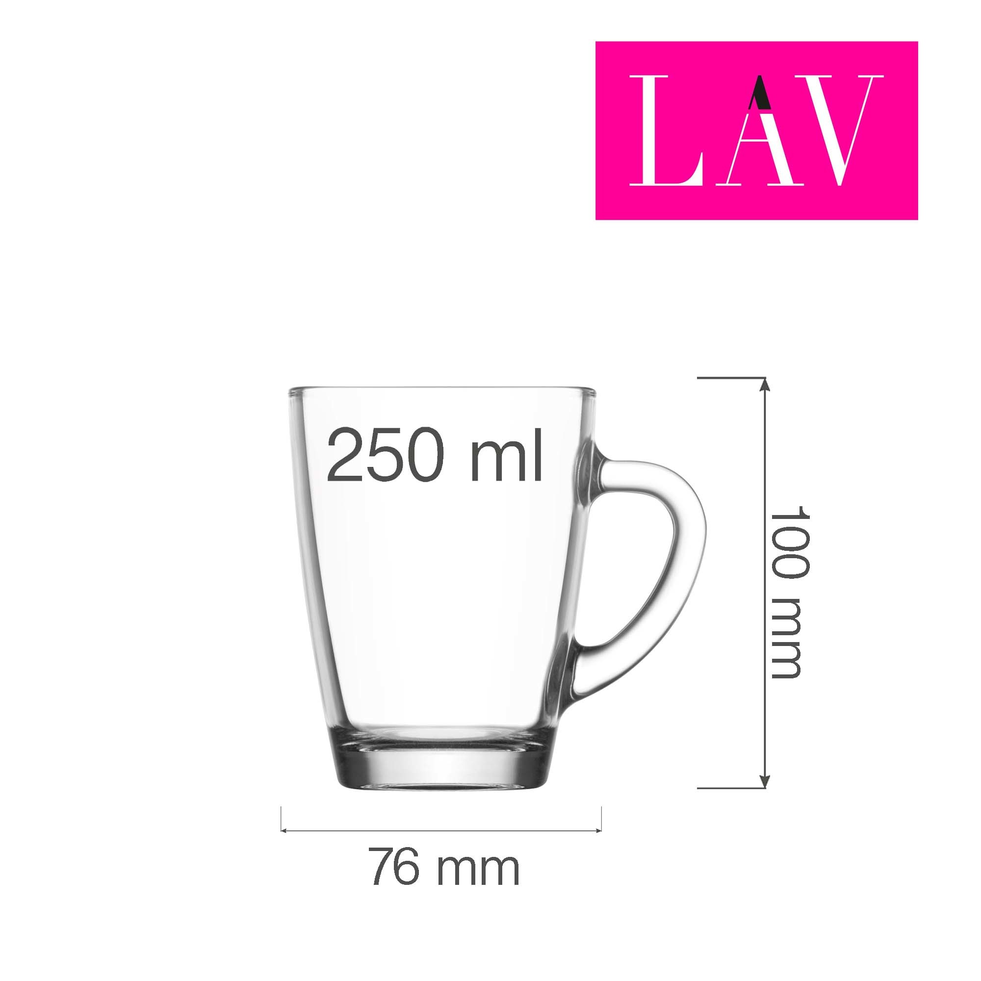 Tazza da caffè in vetro Vega con manico - 250 ml