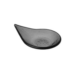 Piatto Vetro per finger food a forma di goccia, vetro nero, 80x100mm | Fine Dine