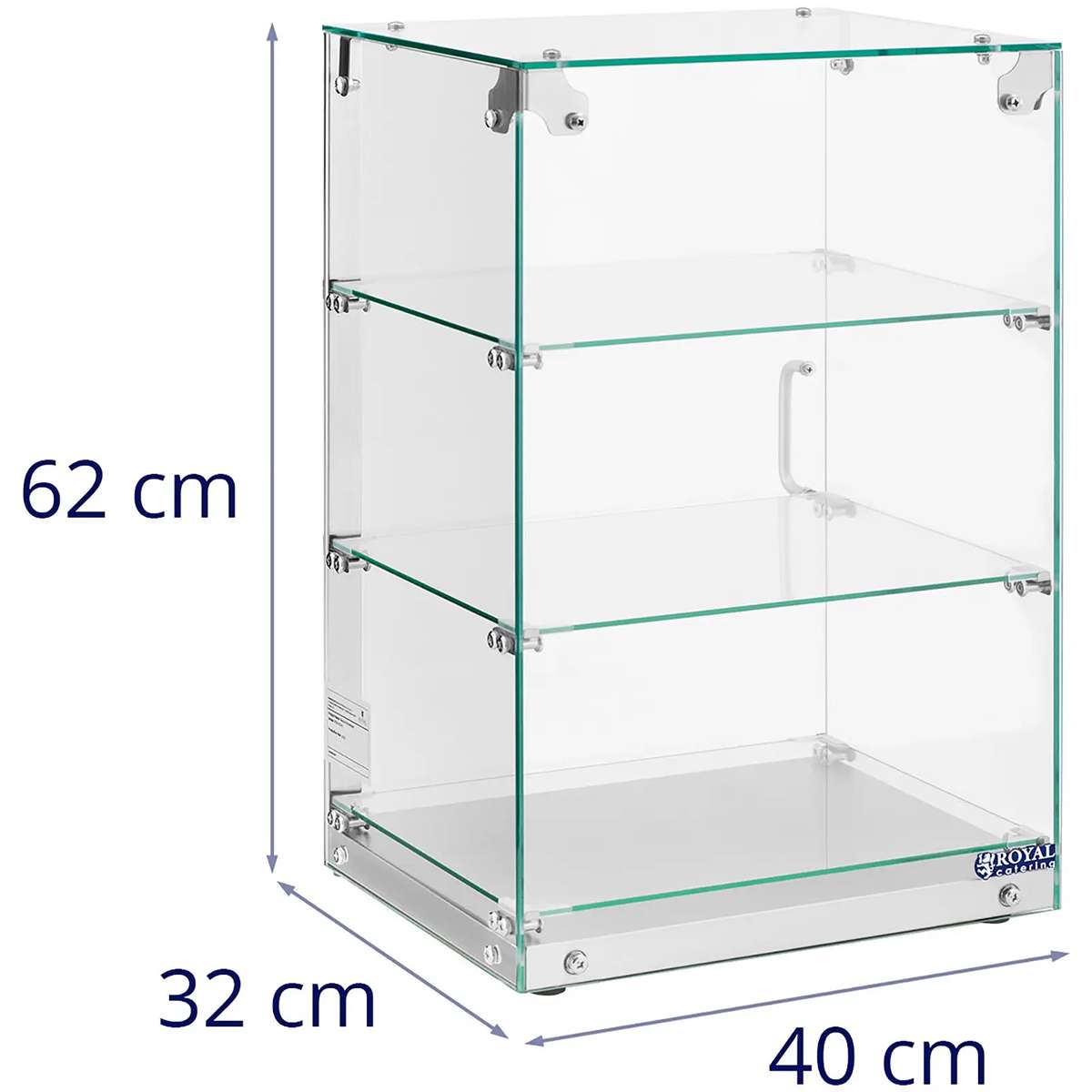 Vetrina in vetro - 60 l - 3 ripiani | Royal Catering