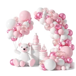 Arco di palloncini 107 pz, palloncini rosa e bianchi | Gastrokitchen
