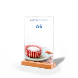 A6 - Espositore da tavolo in acrilico con base in legno | Gastrokitchen