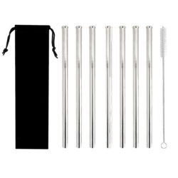 Cannucce spesse in acciaio inox Ø 12mm con spazzolina di pulizia - set 7+1 | Gastrokitchen