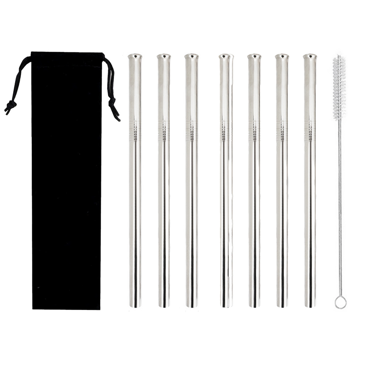 Cannucce spesse in acciaio inox Ø 12mm con spazzolina di pulizia - set 7+1 | Gastrokitchen