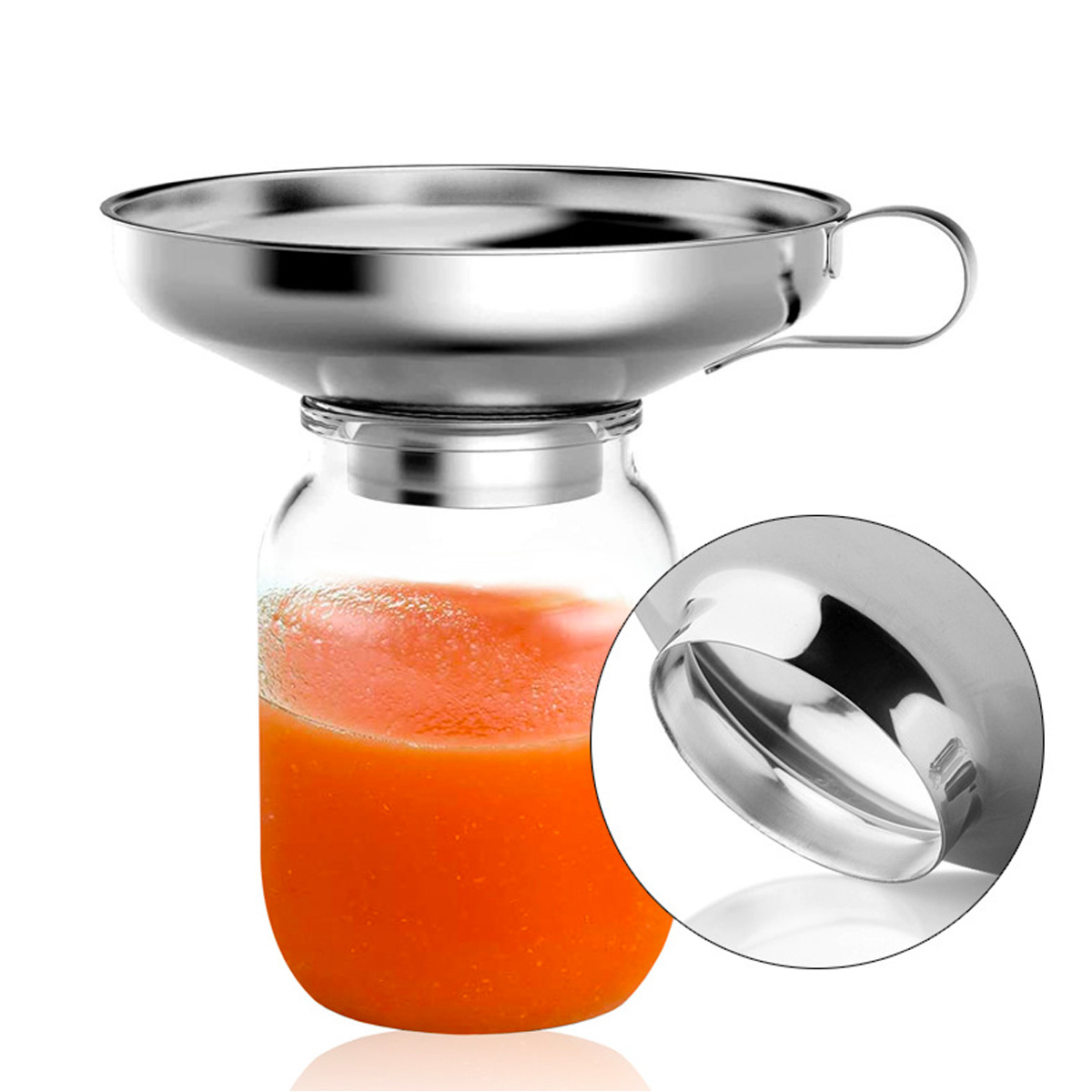 Imbuto in acciaio inox con collo basso e manico - misura L | Gastrokitchen