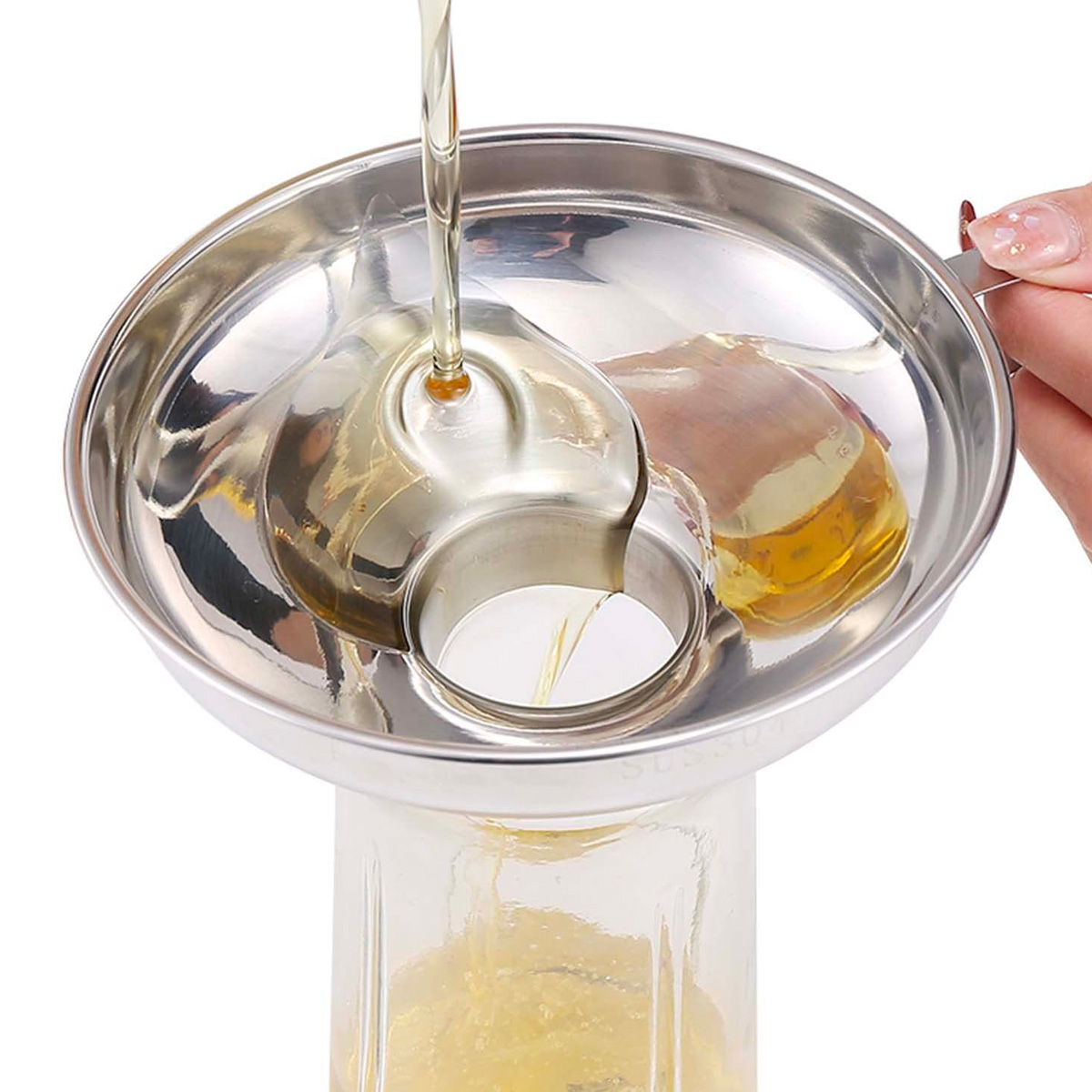 Imbuto in acciaio inox con collo basso e manico - misura L | Gastrokitchen