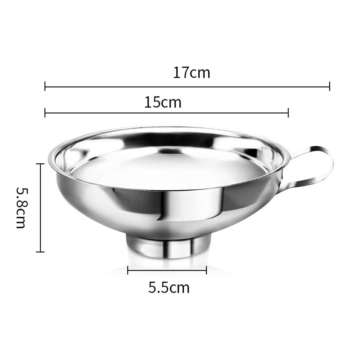 Imbuto in acciaio inox con collo basso e manico - misura L | Gastrokitchen