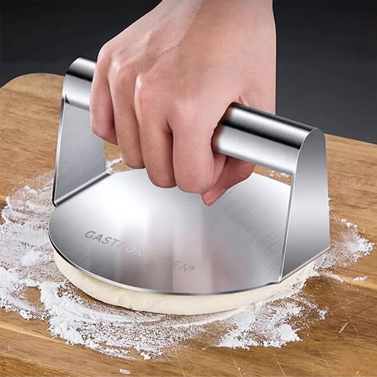 Pressa in acciaio inox per hamburger, impasti o griglia - Ø 14 cm | Gastrokitchen