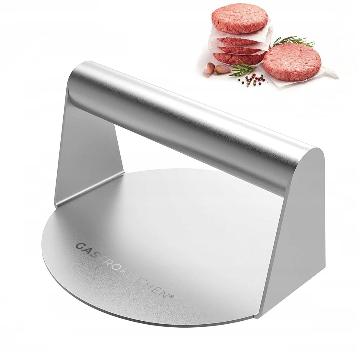 Pressa in acciaio inox per hamburger, impasti o griglia - Ø 14 cm | Gastrokitchen