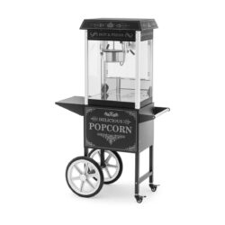 Macchina per popcorn con carrello - 1600 W - design retrò - nera | RCPW-16E-2F
