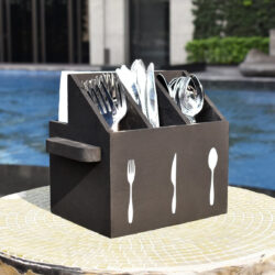 Contenitore per posate in legno - nero | Gastrokitchen