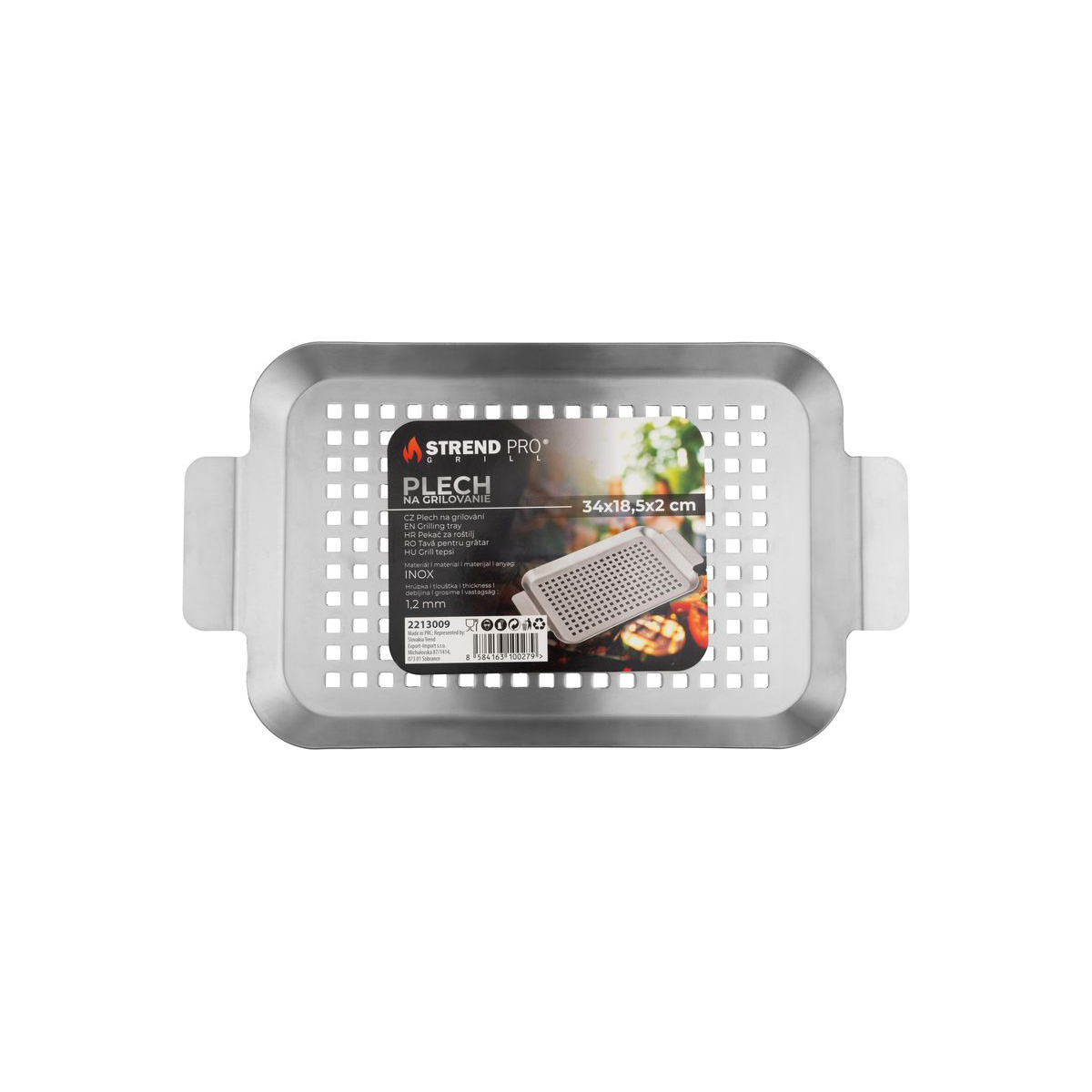 Piastra per griglia, acciaio inox, 34x18,5x2 cm | Strend Pro