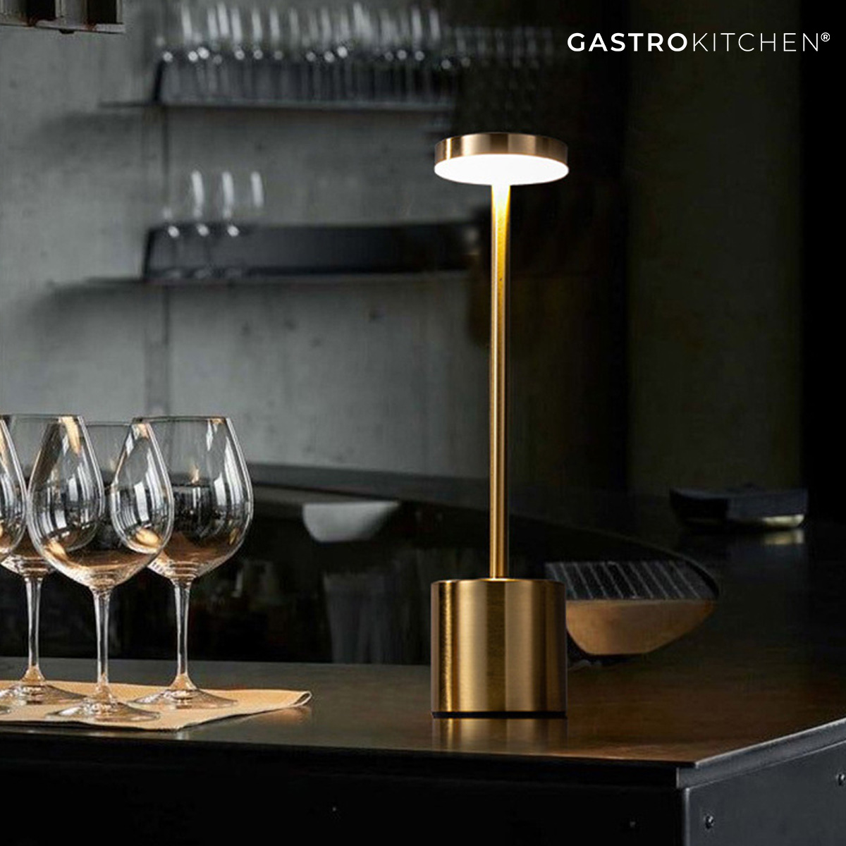 Lampada da tavolo LED USB - ricaricabile - 3 livelli di luminosità - dorata | Gastrokitchen