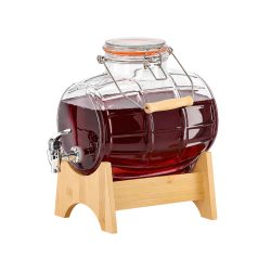 Botticella in vetro per bevande con rubinetto e supporto - 8 L