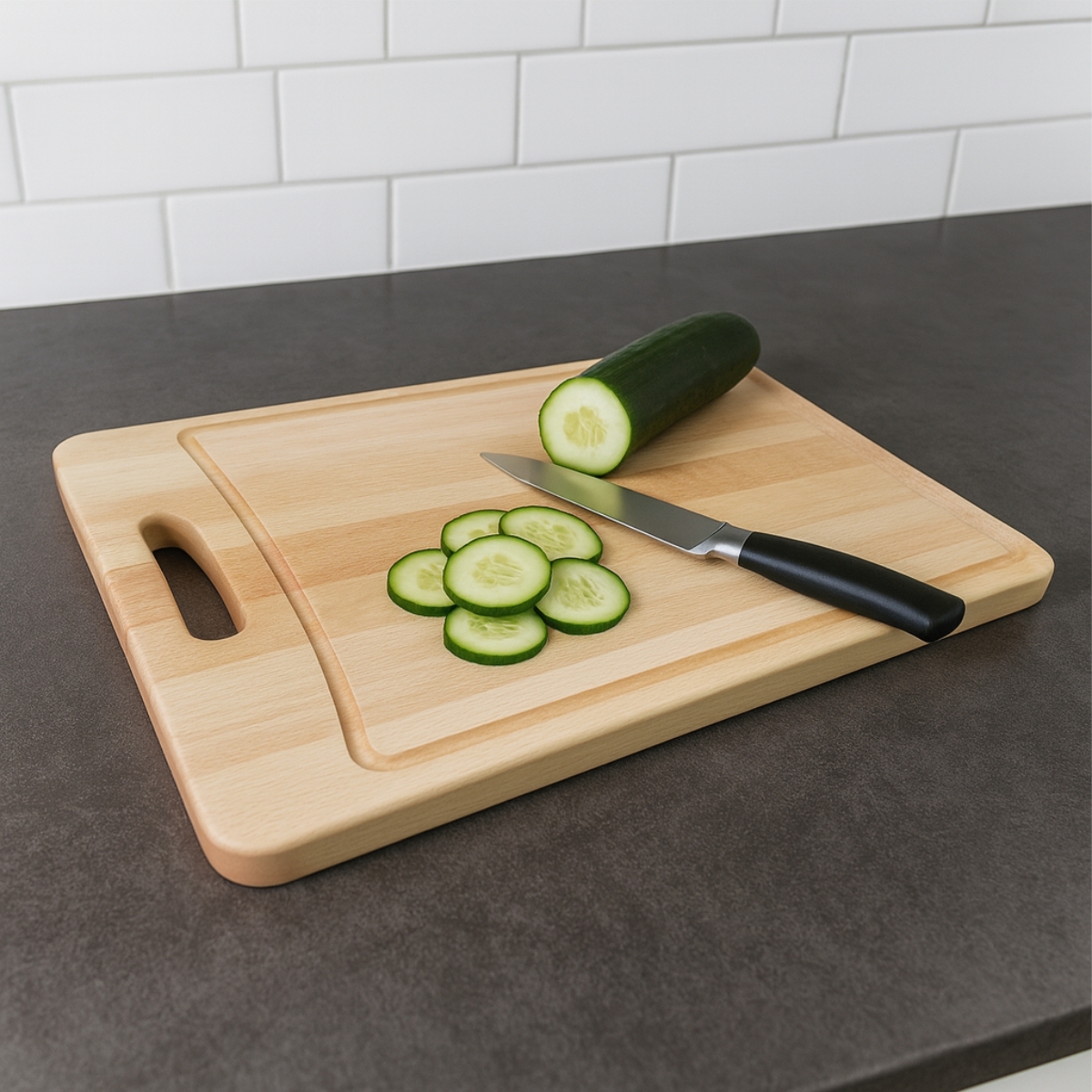 Tagliere 40 × 30 × 2 cm - con scanalatura e impugnatura | Gastrokitchen