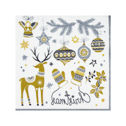 Tovagliolo (PAP FSC Mix) 3-velo dorato Natale 33 x 33 cm [20 pz]
