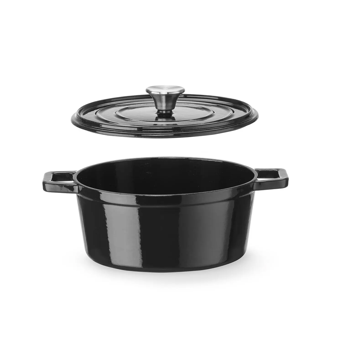 Casseruola in ghisa smaltata - 3,7 L - nera | Hendi 626870