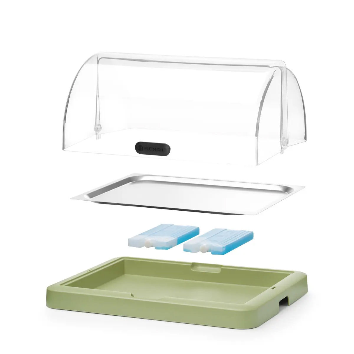 Vetrina refrigerata con coperchio a rullo - 460x355 mm - verde - UNIQ | Hendi 871966