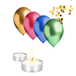 Candele, palloncini e decorazioni