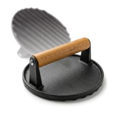 Pressa per hamburger in ghisa con manico in legno - Ø 14 cm | Gastrokitchen