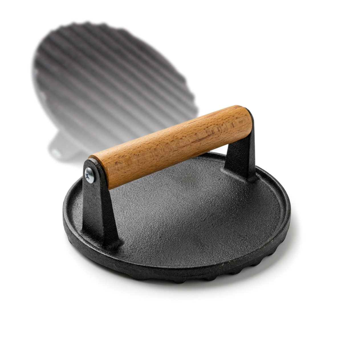 Pressa per hamburger in ghisa con manico in legno - Ø 14 cm | Gastrokitchen