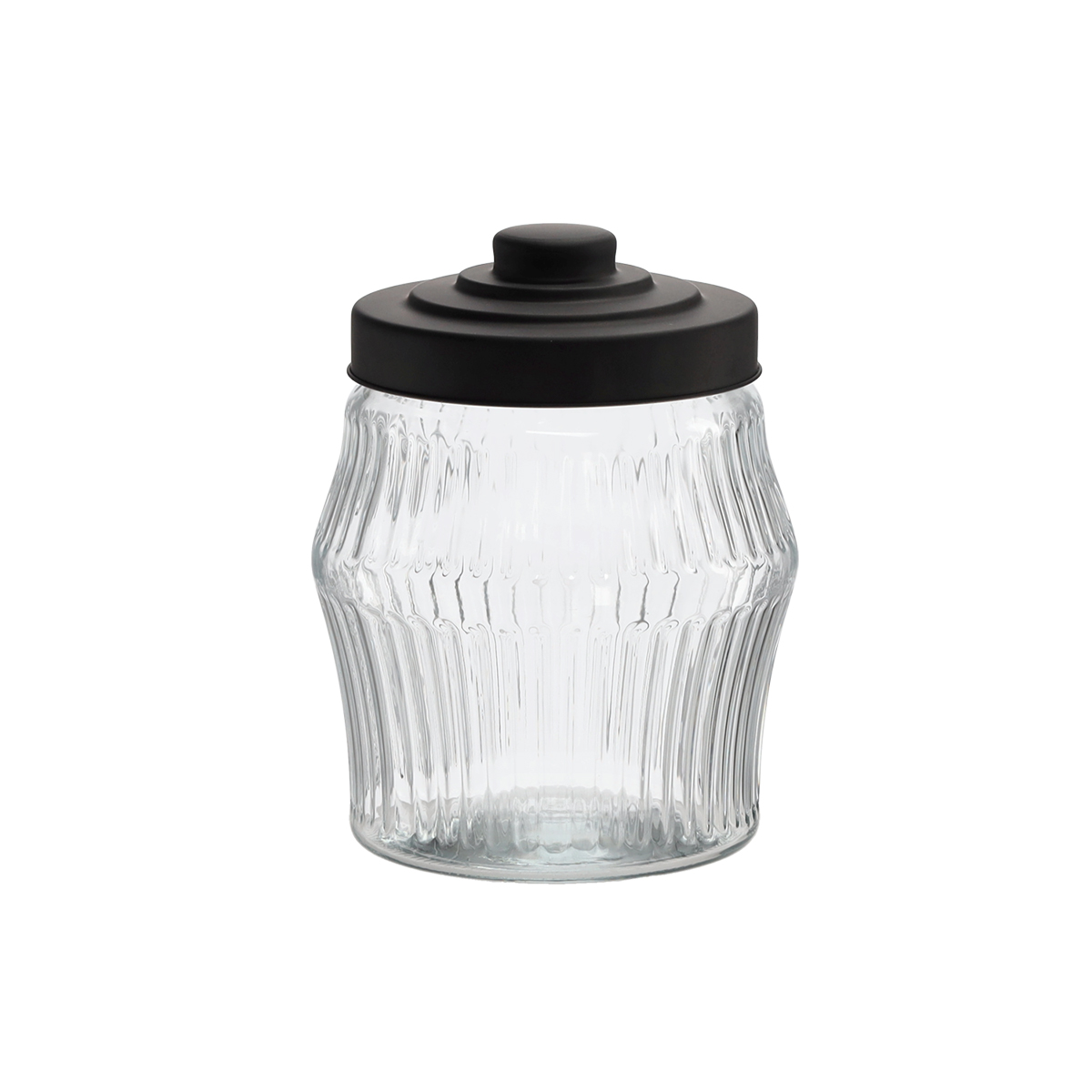 Barattolo in vetro scanalato con coperchio - 2 L