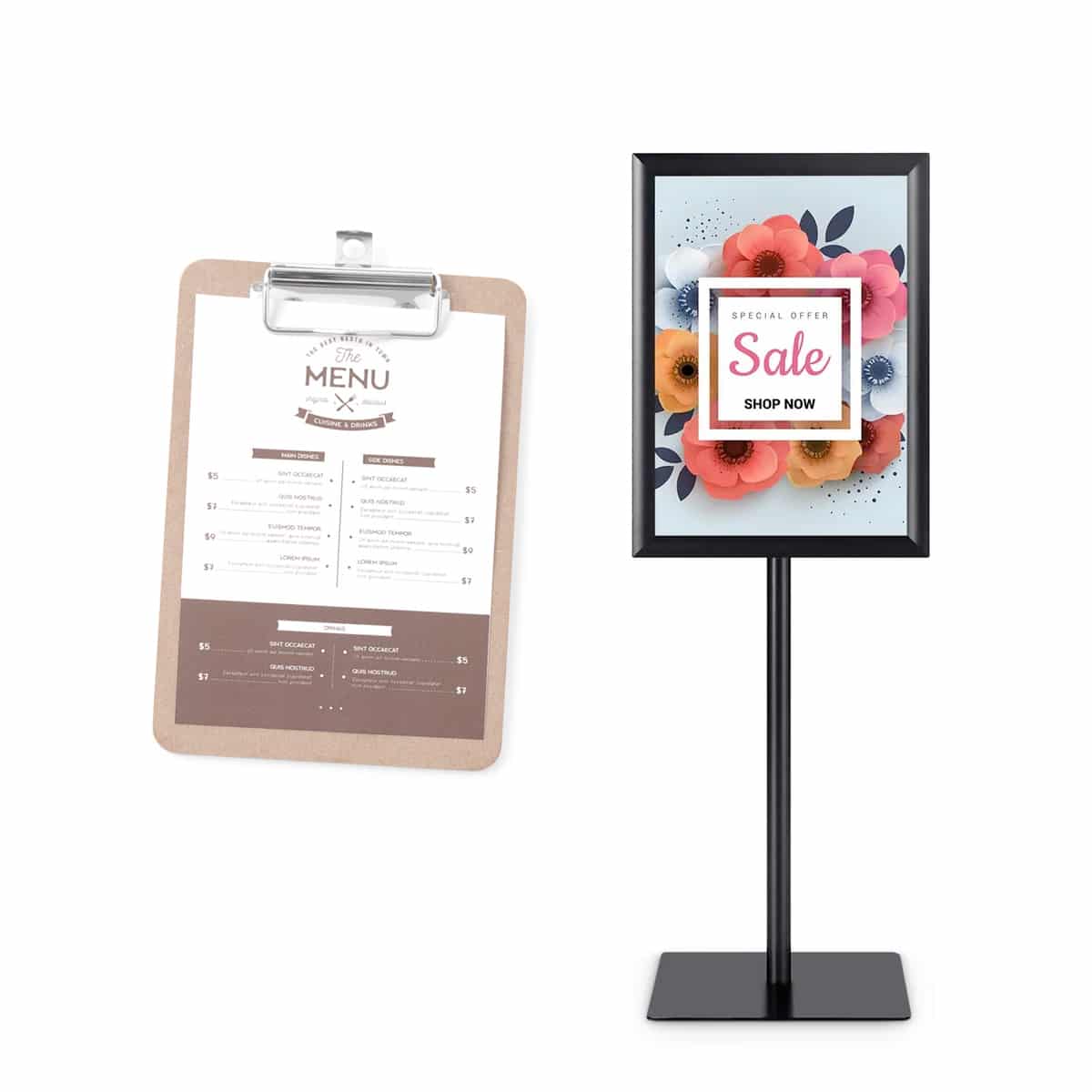 Menu, espositori, lavagne