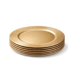 Set 6 sottopiatti - 33 cm - scanalati - dorati