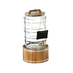 Erogatore di bevande in vetro con supporto in legno - 7,5 L