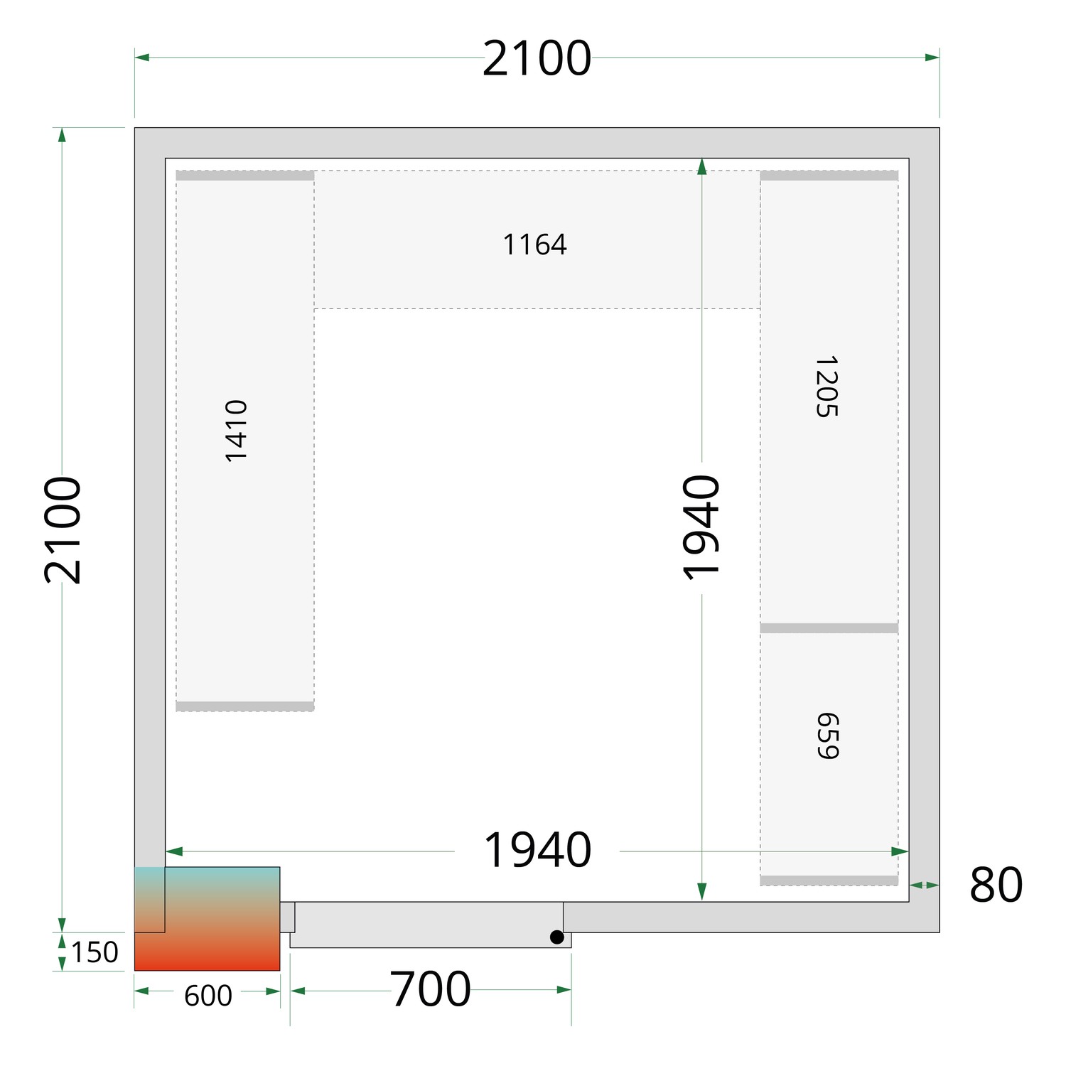 Pannelli per celle componibili 80 mm - CR 210x210x220 | TEFCOLD