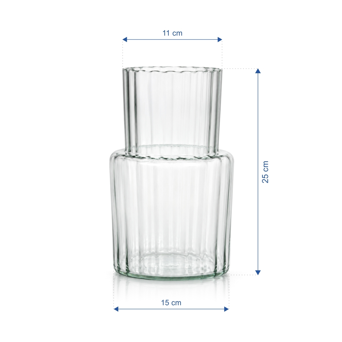 Vaso in vetro scanalato - Ø 15 x 25 cm | Gastrokitchen