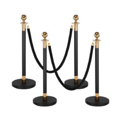Sistema di transenne VIP - nero-oro - 4 colonnine + 2 corde