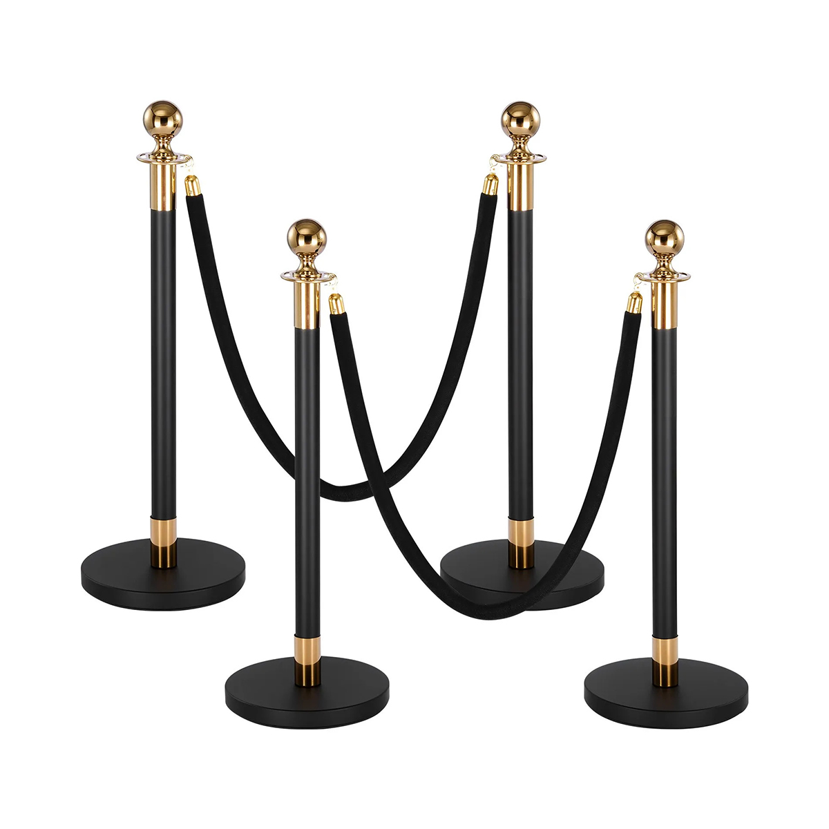 Sistema di transenne VIP - nero-oro - 4 colonnine + 2 corde