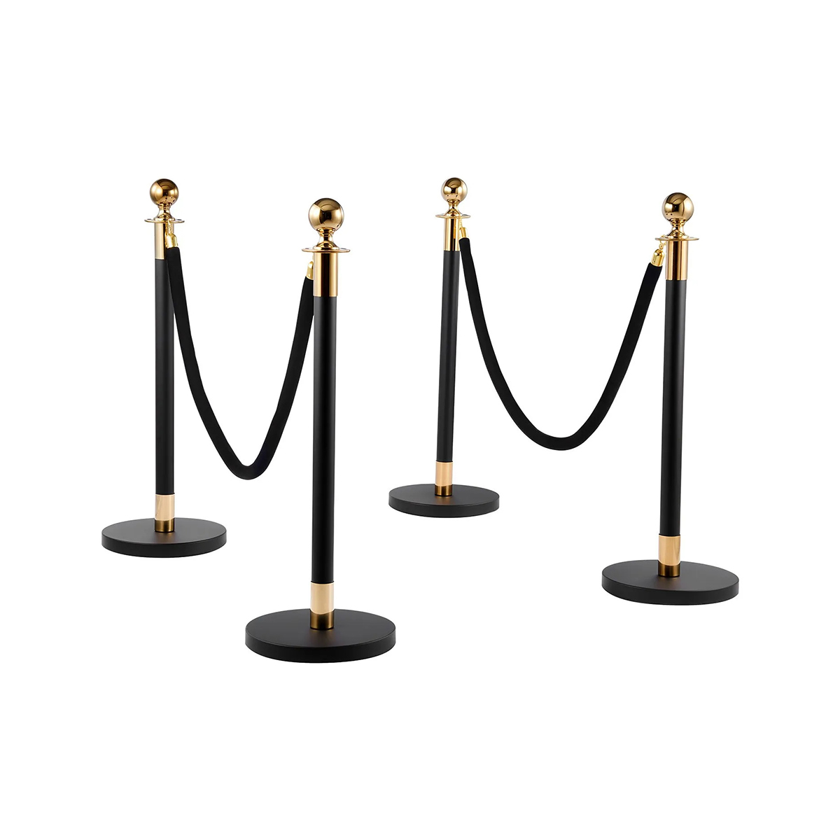 Sistema di transenne VIP - nero-oro - 4 colonnine + 2 corde