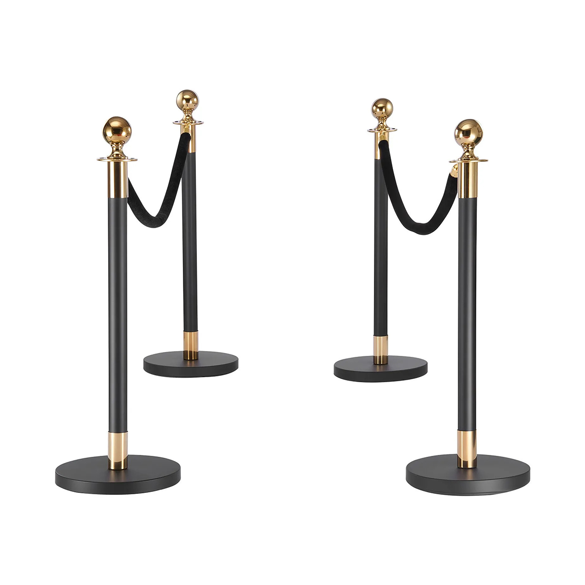 Sistema di transenne VIP - nero-oro - 4 colonnine + 2 corde