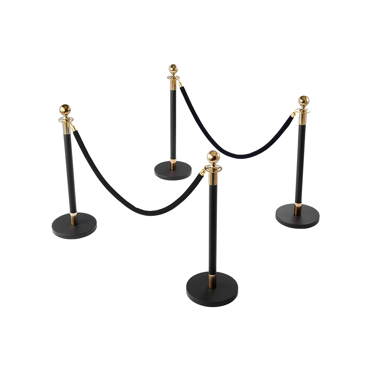 Sistema di transenne VIP - nero-oro - 4 colonnine + 2 corde