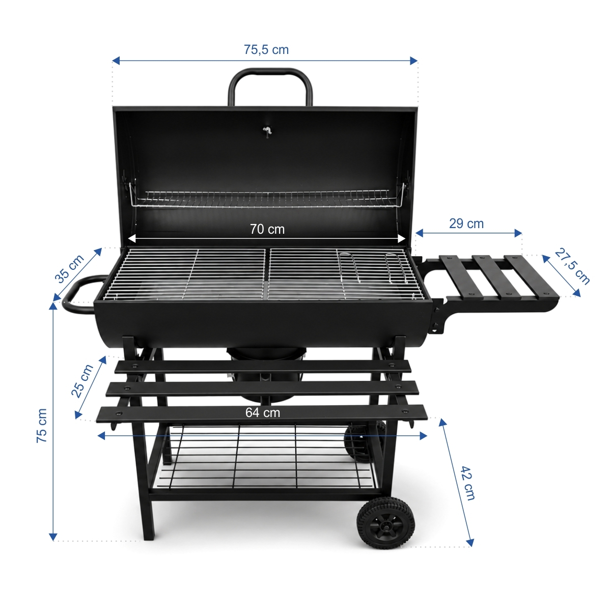 Barbecue da giardino a carbonella - 76x120x63 cm | Gastrokitchen