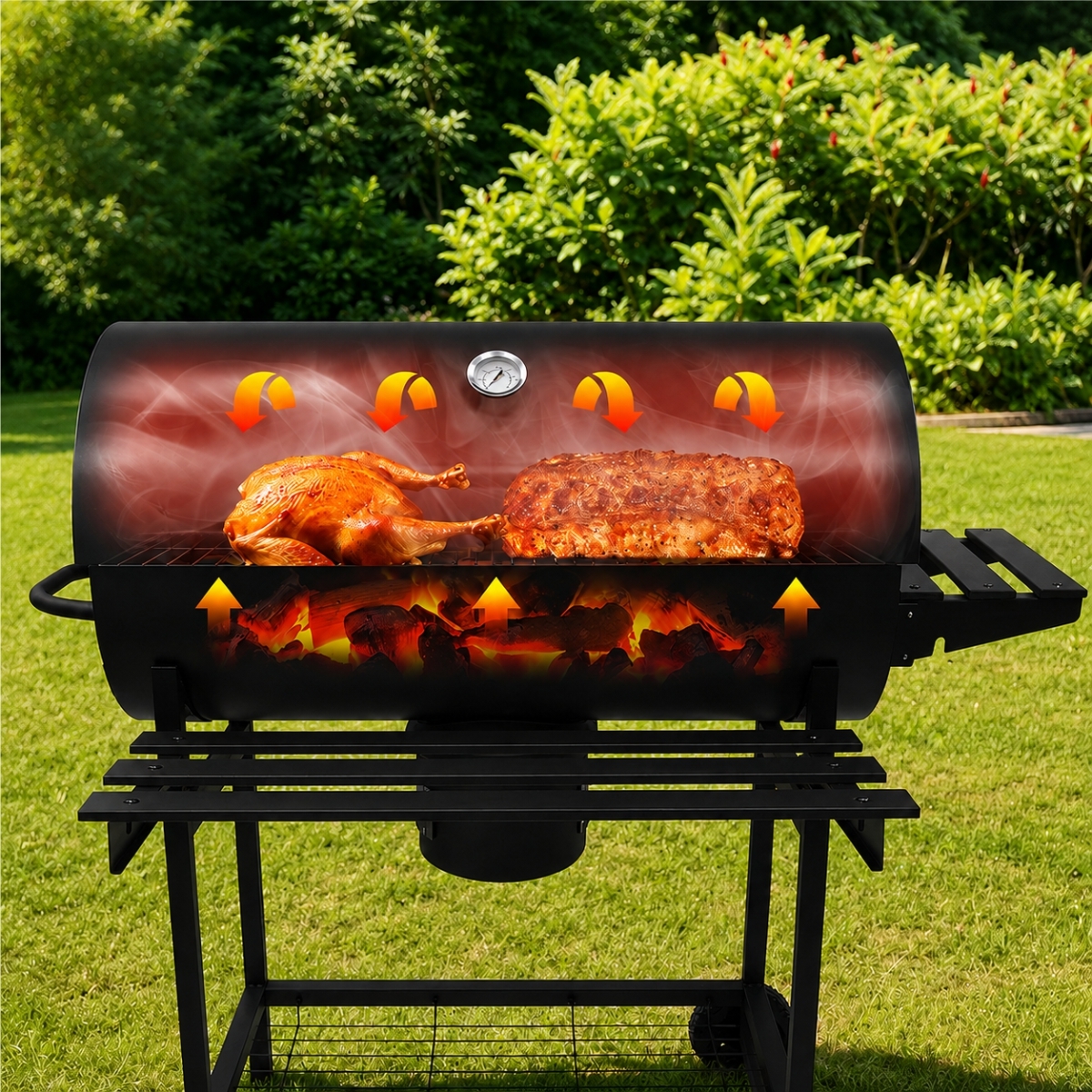 Barbecue da giardino a carbonella - 76x120x63 cm | Gastrokitchen