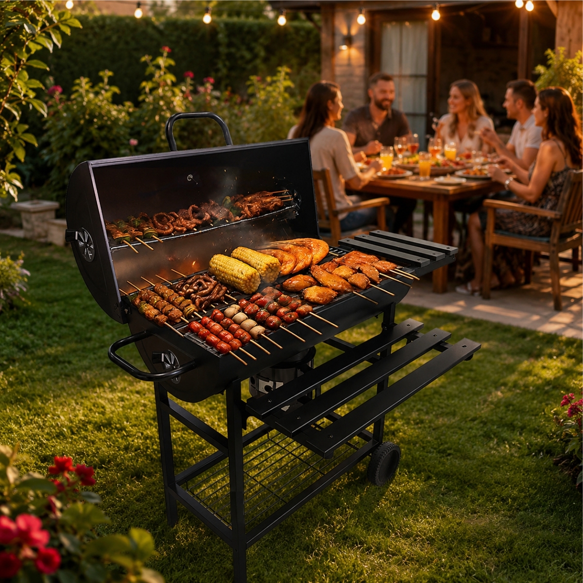 Barbecue da giardino a carbonella - 76x120x63 cm | Gastrokitchen