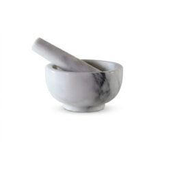 Mortaio in marmo con pestello - Ø 11 cm - bianco