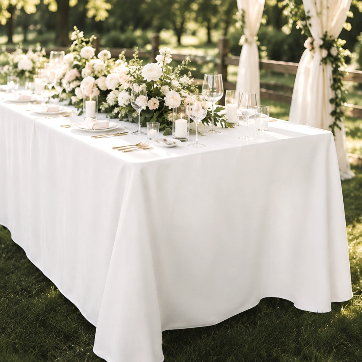Tovaglia per tavoli da buffet rettangolari - 183 cm - 180 g/m2 - bianca