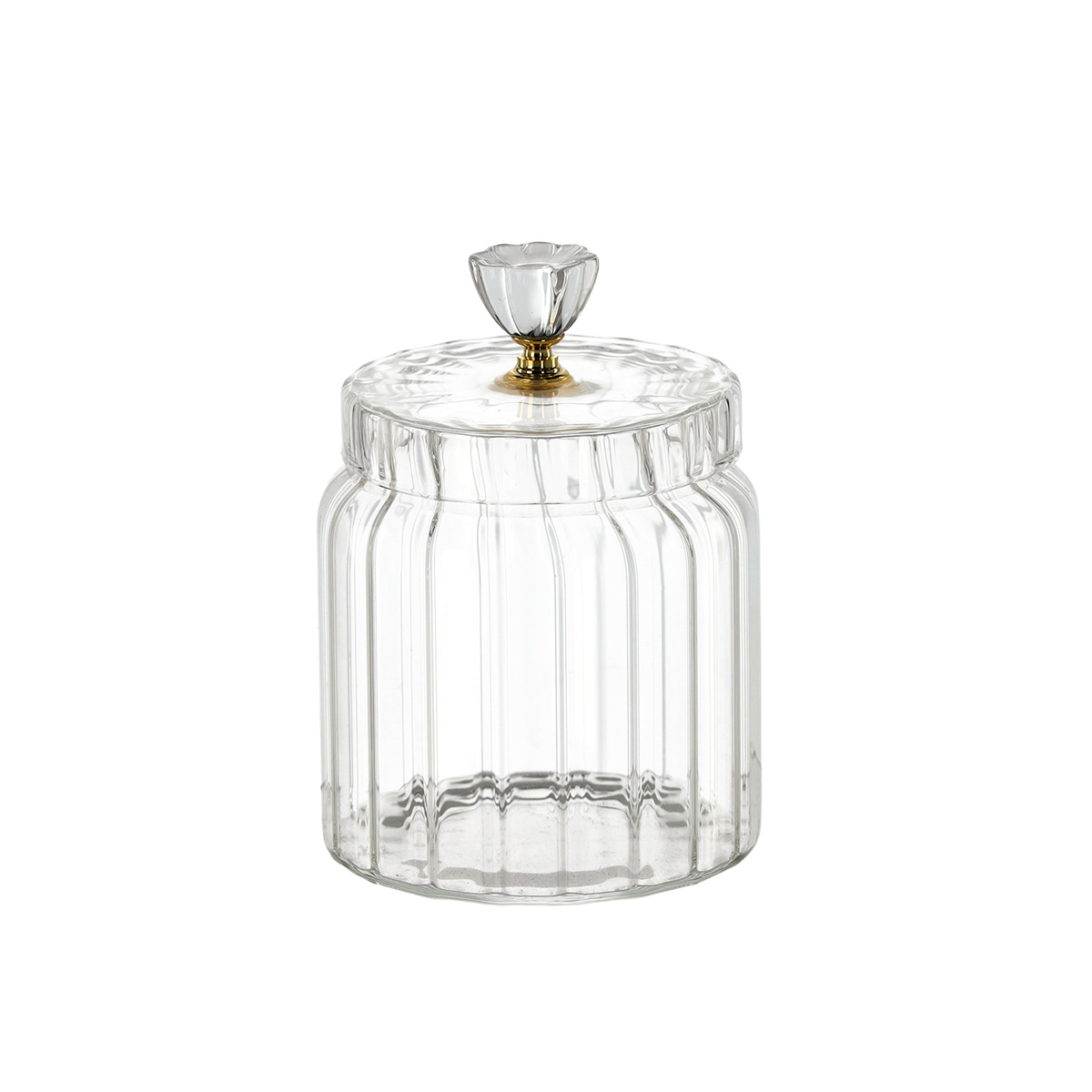 Barattolo in vetro scanalato con coperchio - 0,8 L