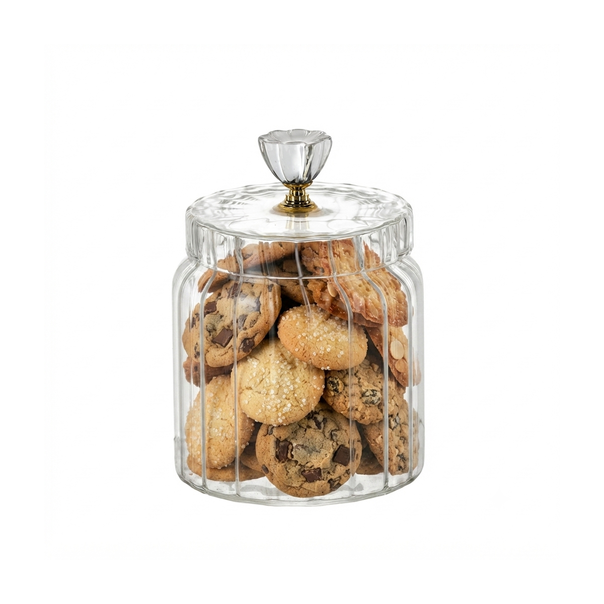 Barattolo in vetro scanalato con coperchio - 0,8 L